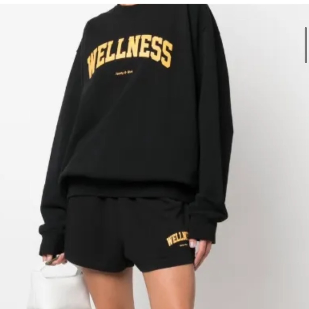 Yellow Text Black Crewneck Sweater